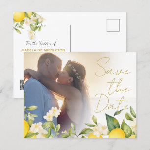 Carte Postale Faire-part Mariage Citrus Lemons Photo Overlay Enregistrer La