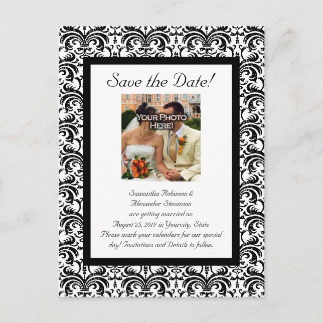 Carte Postale Faire-part Mariage classique Enregistrer la date (Devant)
