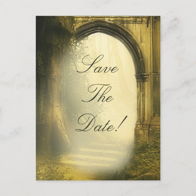 Carte Postale Faire-part Mariage d'arc forestier enchanté Enregistrer la da (Devant)