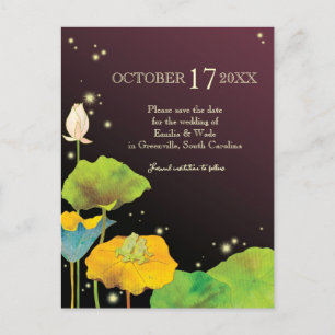 Carte Postale Faire-part Mariage de automne nocturne de lucioles Enregistre