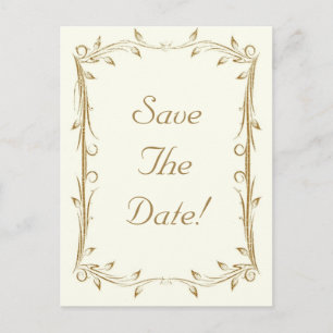 Carte Postale Faire-part Mariage de bordure en or d'antiquité décoratif