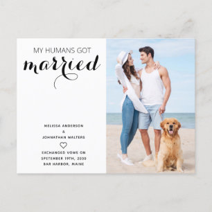 Carte Postale Faire-part Mariage de chien moderne Jeunes mariés Fuite amour