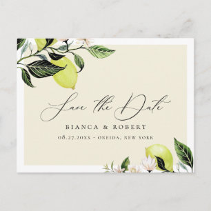 Carte Postale Faire-part Mariage de citrons botaniques Enregistrer la date