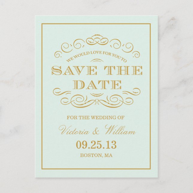CARTE POSTALE FAIRE-PART MARIAGE DE CLASSE | ENREGISTRER LA DATE D'ANNONCE (Devant)