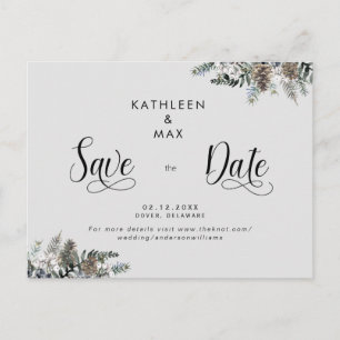 Carte Postale Faire-part Mariage de cônes de pin simple Enregistrer la date