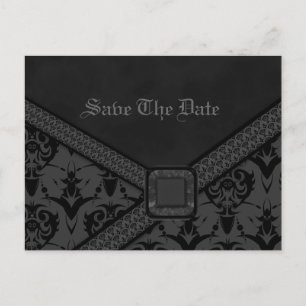 Carte Postale Faire-part Mariage de dentelle de goth gris et noir