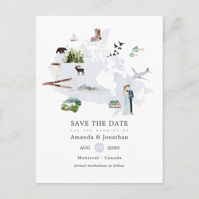 Carte Postale Faire-part Mariage de destination au Canada, Sauvegarder la d (Devant)