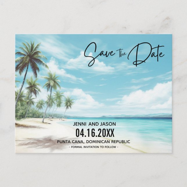 Carte Postale Faire-part Mariage de Destination de Plage Enregistrer la Dat (Devant)