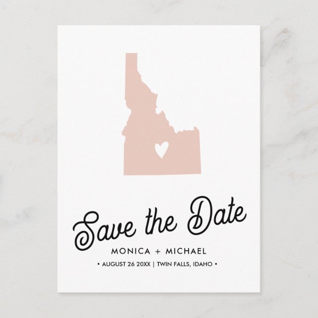 CARTE POSTALE FAIRE-PART MARIAGE DE DESTINATION D'ÉTAT DE IDAHO TOUTE COULE (Devant)