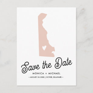 CARTE POSTALE FAIRE-PART MARIAGE DE DESTINATION D'ÉTAT DELAWARE TOUTE COULE