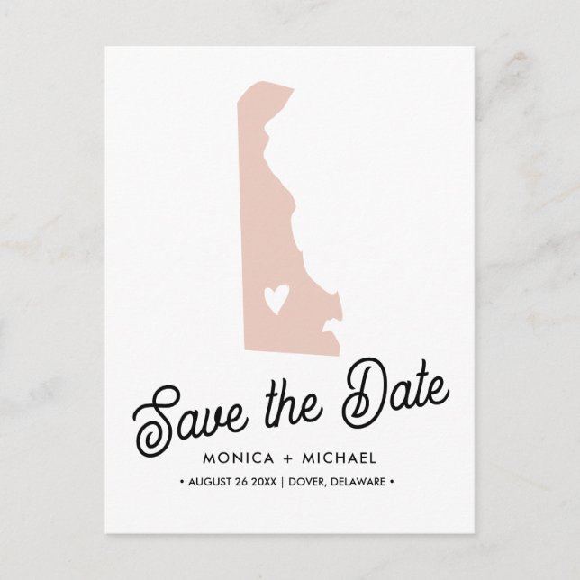 CARTE POSTALE FAIRE-PART MARIAGE DE DESTINATION D'ÉTAT DELAWARE TOUTE COULE (Devant)