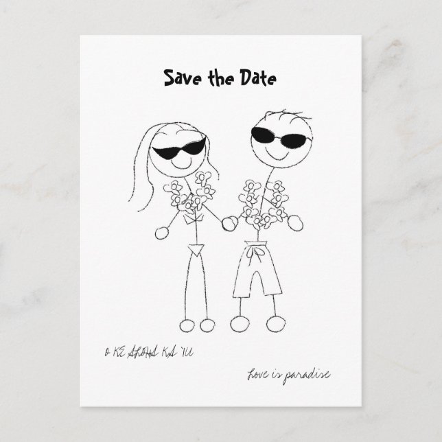 Carte Postale Faire-part Mariage de Destination Hawaïen Enregistrer la Date (Devant)