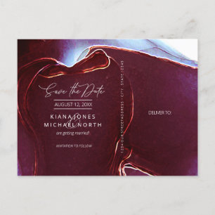Carte Postale Faire-part Mariage de flux d'encre Enregistrer la date Bourgo