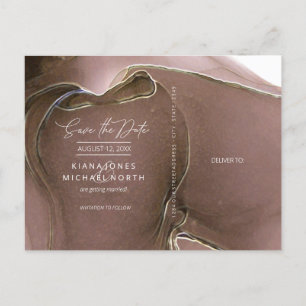 Carte Postale Faire-part Mariage de flux d'encre Enregistrer la date Taupe 