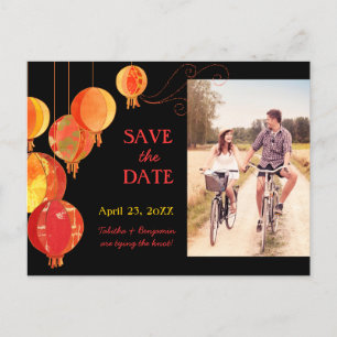 Carte Postale Faire-part Mariage de lanternes accrochées Photo Enregistrer 