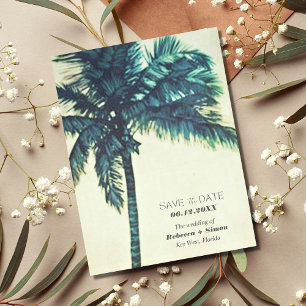 Carte Postale Faire-part Mariage de palmiers tropicaux de plage Enregistrer