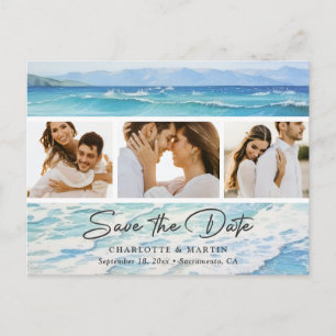 Carte Postale Faire-part Mariage de plage océan bleu Photo Save The Date