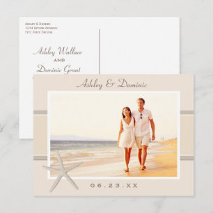 Carte Postale Faire-part Mariage de poisson-Starfish beige neutre Photo Enr