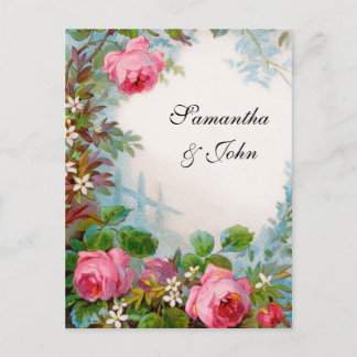Carte Postale Faire-part Mariage de Rêve au Jardin Romantique Sauvegarder l