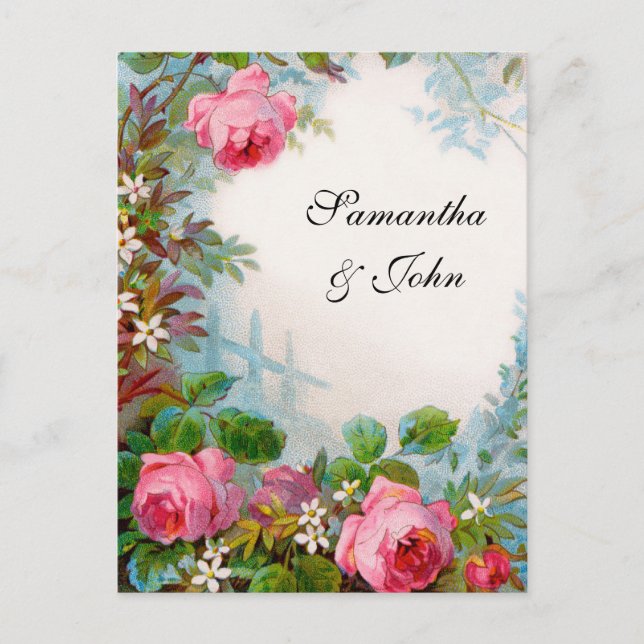 Carte Postale Faire-part Mariage de Rêve au Jardin Romantique Sauvegarder l (Devant)