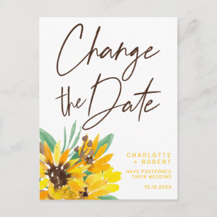Carte Postale Faire-part mariage de tournesol aquarelle changer la date
