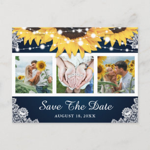 Carte Postale Faire-part Mariage De Tournesol En Dentelle De La Marine Phot