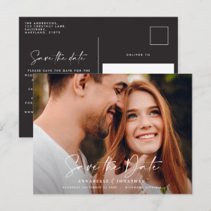 Carte Postale Faire-part Mariage de typographie noire décontracté moderne