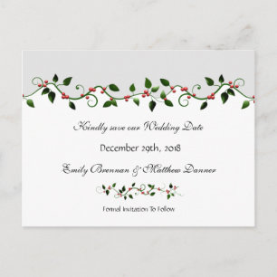 Carte Postale Faire-part Mariage de vacances Enregistrer la date Rouge Berr