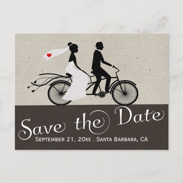 Carte Postale Faire-part Mariage De Vélos Cute Tandem (Devant)