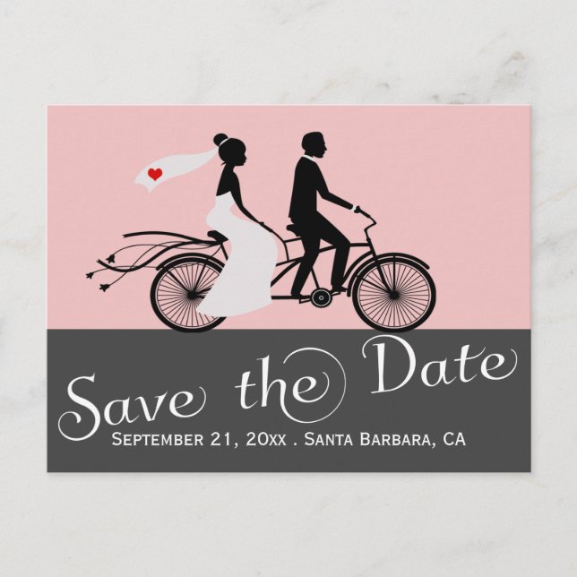 Carte Postale Faire-part Mariage De Vélos Cute Tandem (Devant)