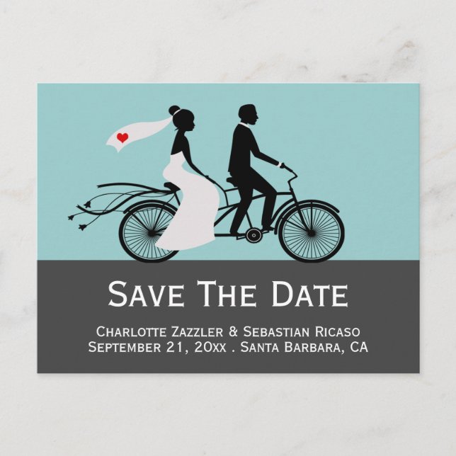 Carte Postale Faire-part Mariage De Vélos Cute Tandem (Devant)