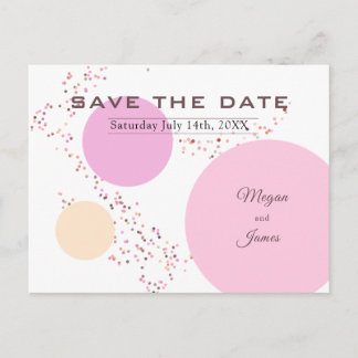 Carte Postale Faire-part Mariage des cercles Confetti roses