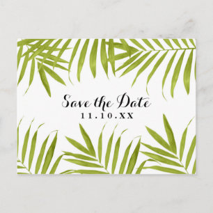 Carte Postale Faire-part Mariage d'été aux feuilles tropicales Enregistrez 