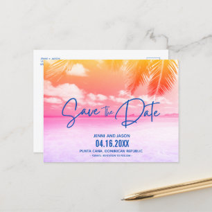 Carte Postale Faire-part Mariage d'été de la plage Sauvez la date