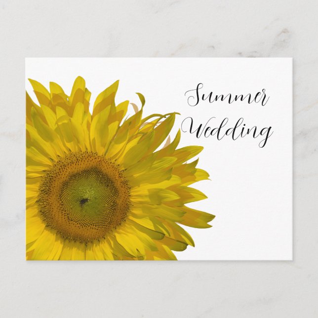 Carte Postale Faire-part Mariage d'été de tournesol jaune (Devant)