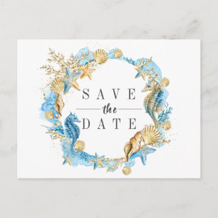 Carte Postale Faire-part Mariage d'été sous la mer Enregistrer la date