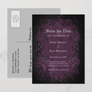 Carte Postale Faire-part Mariage d'halloween gothique enregistrer la date c