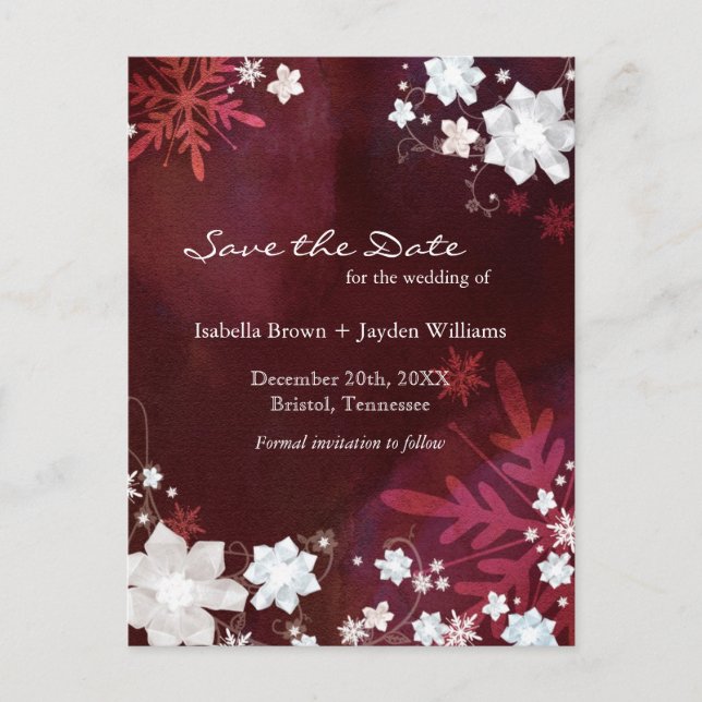Carte Postale Faire-part Mariage d'hiver en Bourgogne Enregistrer la date (Devant)