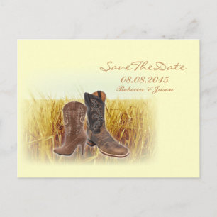 Carte Postale Faire-part mariage du cowboy de l'ouest de la ferme de blé sa