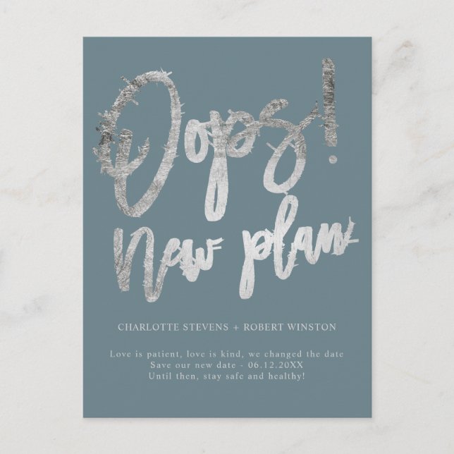 Carte Postale Faire-part Mariage du nouveau plan Argent modifier la date (Devant)