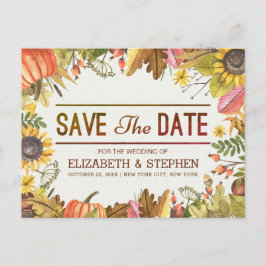 Carte Postale Faire-part Mariage Économisez La Date Automne Feuilles De Cit