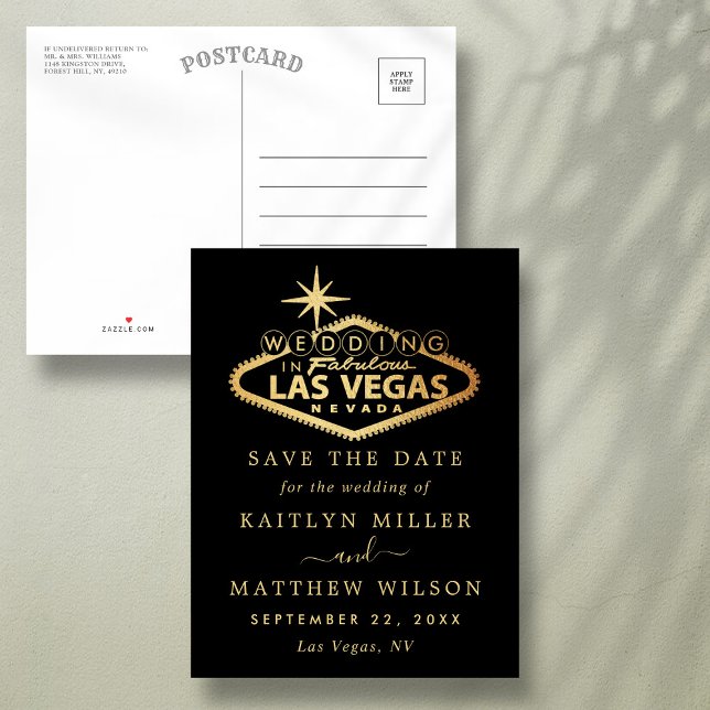 Carte Postale Faire-part Mariage élégant à Las Vegas, Sauvegarder la date (Créateur téléchargé)