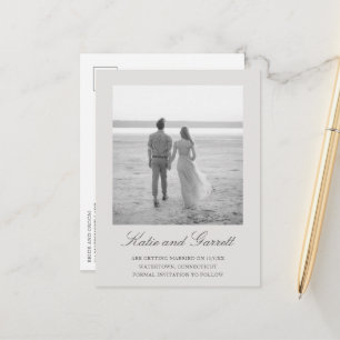 Carte Postale Faire-part Mariage élégant gris simple Enregistrer la date
