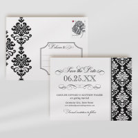 Mariage Élégant Noir Blanc Damassé à Rinceaux