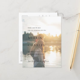 Carte Postale Faire-part Mariage élégant noir et blanc, enregistrez la date