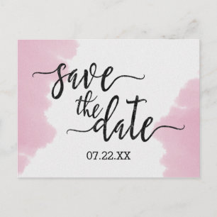 Carte Postale Faire-part Mariage en Aquarelle rose pâle Enregistrer la date