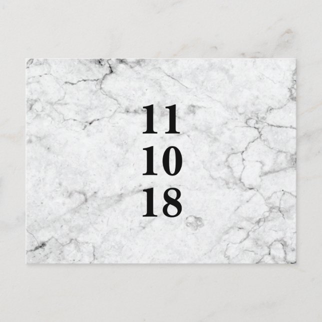 Carte Postale Faire-part Mariage en marbre moderne enregistrer la date cart (Devant)