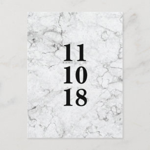 Carte Postale Faire-part Mariage en marbre moderne enregistrer la date cart