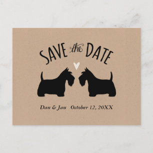 Carte Postale Faire-part Mariage en silhouettes de Terrier écossais Enregis