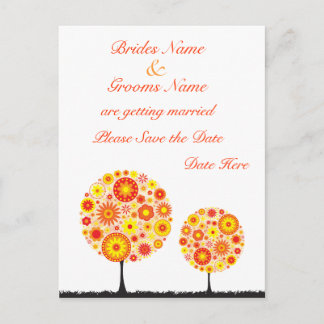 Carte Postale Faire-part Mariage Enregistrer La Date - Arbre De Vœux Fleuri